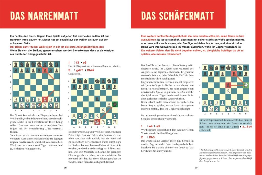 Schachbuch Im Schach Gewinnen - Beispielseite Narren und Schäfermatt